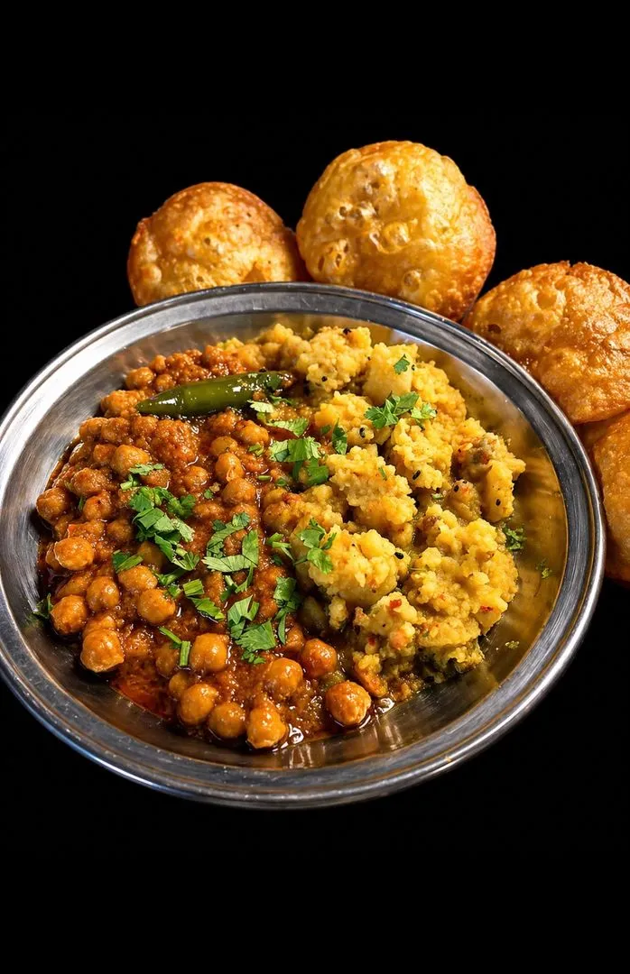 Kachori with Aloo Bhujia and Chanay
